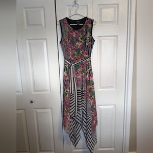 Flowy colourful dress Papillon size M lined polyester